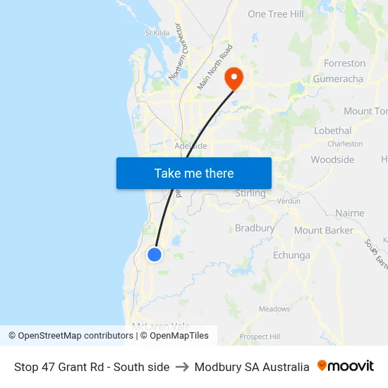 Stop 47 Grant Rd - South side to Modbury SA Australia map