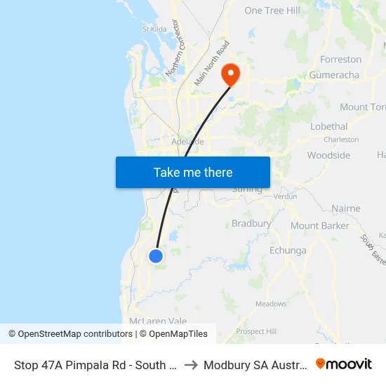 Stop 47A Pimpala Rd - South side to Modbury SA Australia map