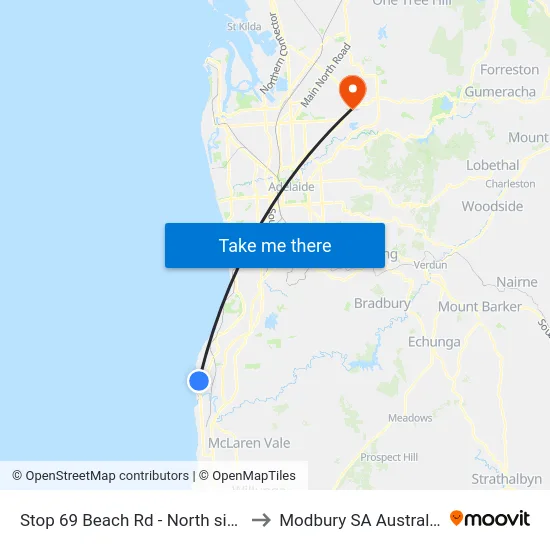 Stop 69 Beach Rd - North side to Modbury SA Australia map