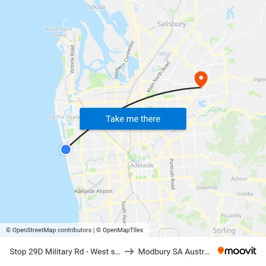 Stop 29D Military Rd - West side to Modbury SA Australia map