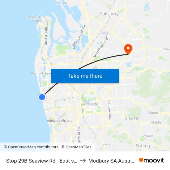 Stop 29B Seaview Rd - East side to Modbury SA Australia map