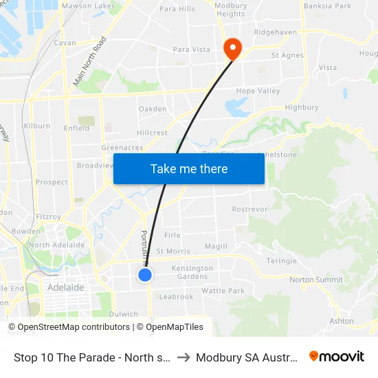Stop 10 The Parade - North side to Modbury SA Australia map
