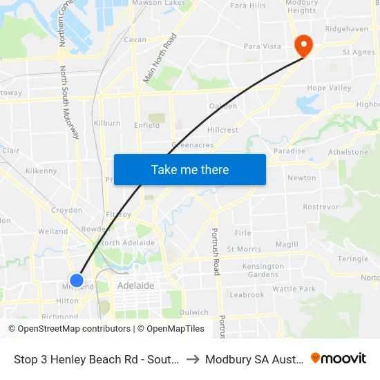 Stop 3 Henley Beach Rd - South side to Modbury SA Australia map