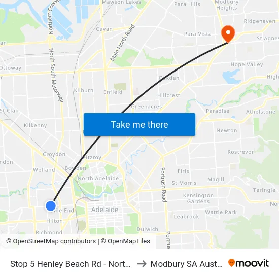Stop 5 Henley Beach Rd - North side to Modbury SA Australia map