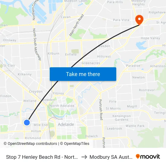 Stop 7 Henley Beach Rd - North side to Modbury SA Australia map