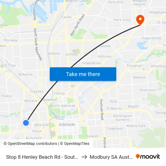 Stop 8 Henley Beach Rd - South side to Modbury SA Australia map
