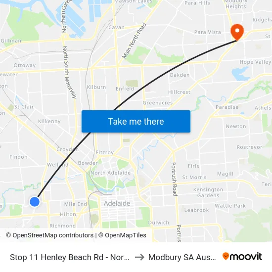 Stop 11 Henley Beach Rd - North side to Modbury SA Australia map