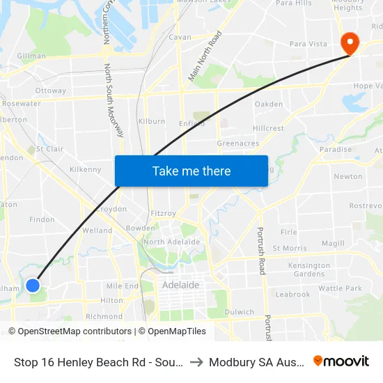 Stop 16 Henley Beach Rd - South side to Modbury SA Australia map