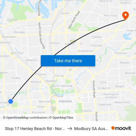 Stop 17 Henley Beach Rd - North side to Modbury SA Australia map