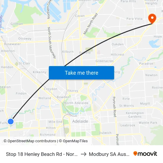 Stop 18 Henley Beach Rd - North side to Modbury SA Australia map