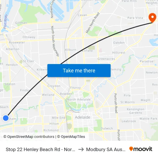 Stop 22 Henley Beach Rd - North side to Modbury SA Australia map