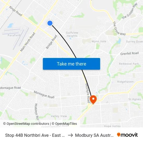 Stop 44B Northbri Ave - East side to Modbury SA Australia map