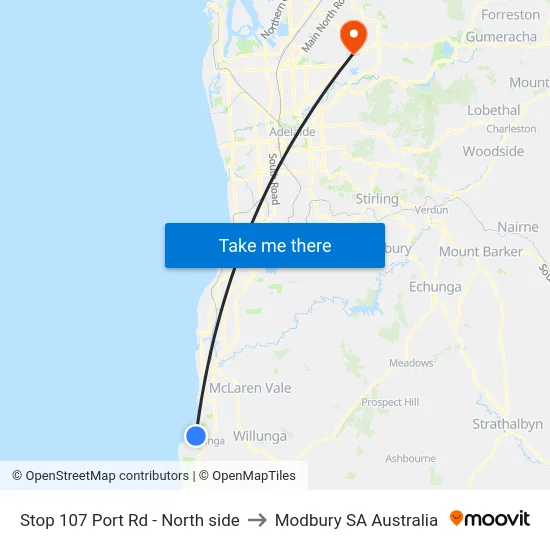 Stop 107 Port Rd - North side to Modbury SA Australia map