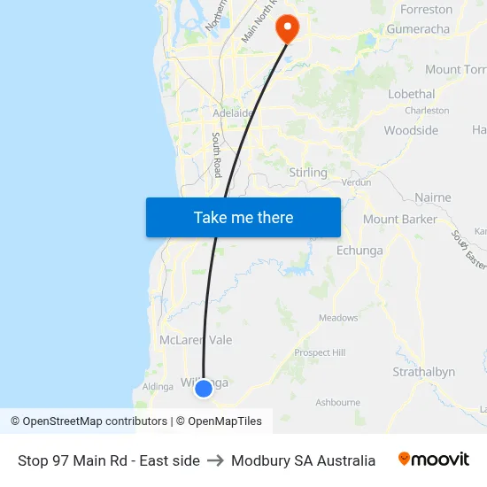 Stop 97 Main Rd - East side to Modbury SA Australia map