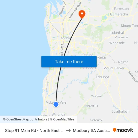 Stop 91 Main Rd - North East side to Modbury SA Australia map