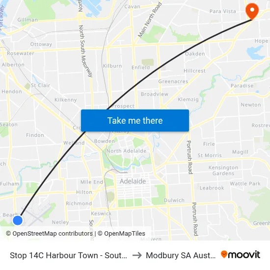 Stop 14C Harbour Town - South side to Modbury SA Australia map