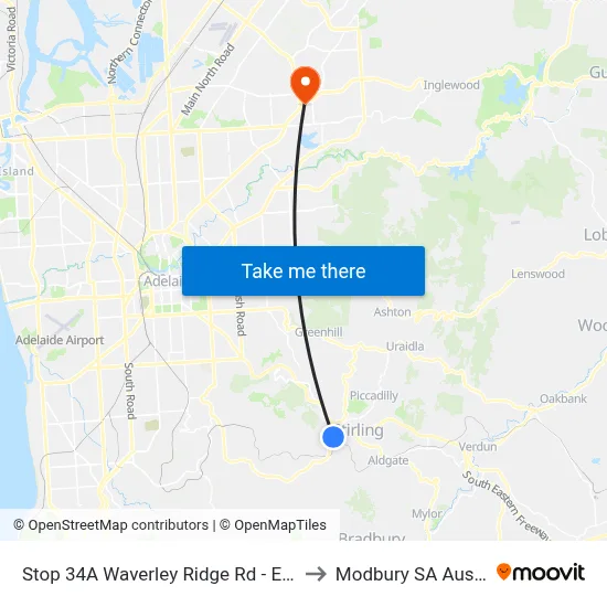 Stop 34A Waverley Ridge Rd - East side to Modbury SA Australia map