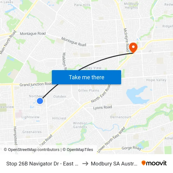 Stop 26B Navigator Dr - East side to Modbury SA Australia map