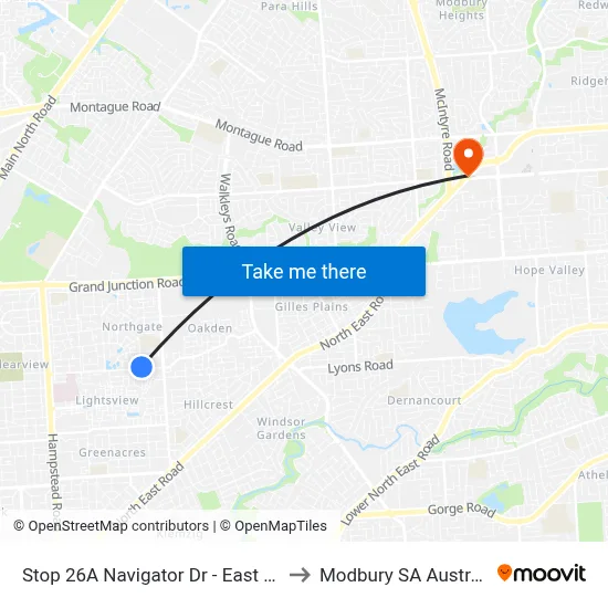 Stop 26A Navigator Dr - East side to Modbury SA Australia map