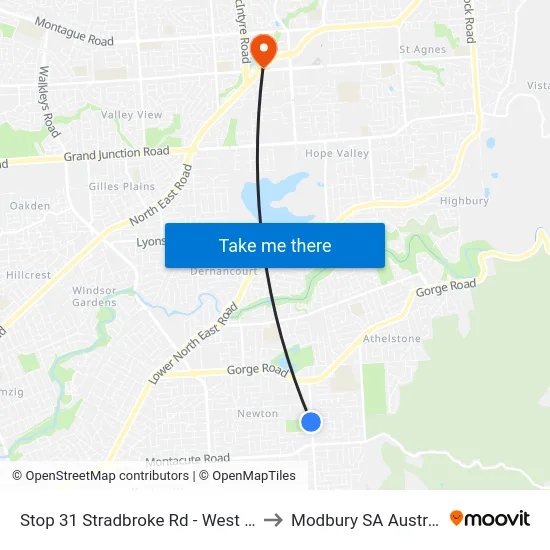 Stop 31 Stradbroke Rd - West side to Modbury SA Australia map