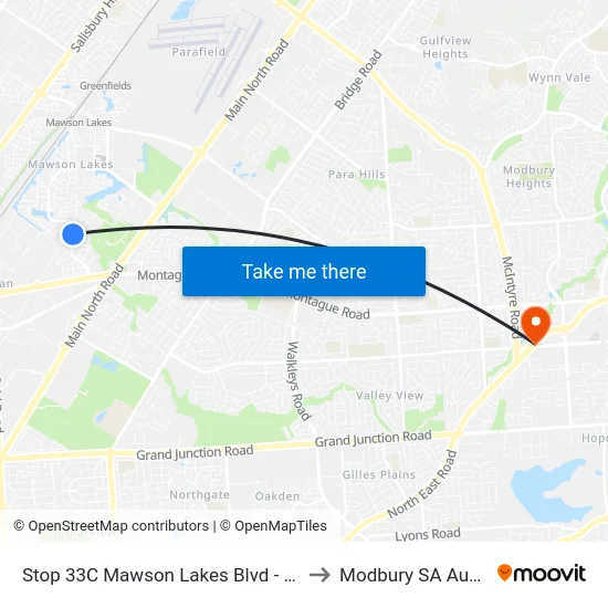 Stop 33C Mawson Lakes Blvd - East side to Modbury SA Australia map