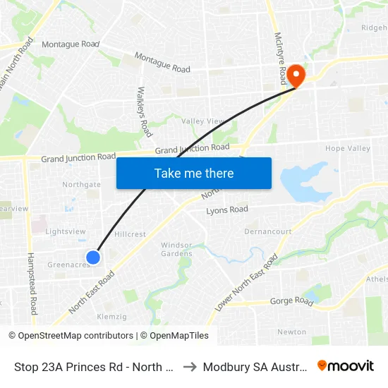 Stop 23A Princes Rd - North side to Modbury SA Australia map