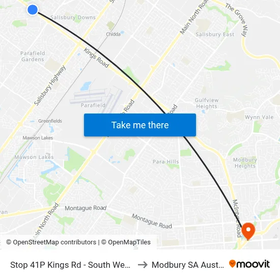Stop 41P Kings Rd - South West side to Modbury SA Australia map