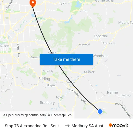 Stop 73 Alexandrina Rd - South side to Modbury SA Australia map