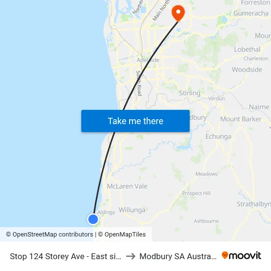 Stop 124 Storey Ave - East side to Modbury SA Australia map