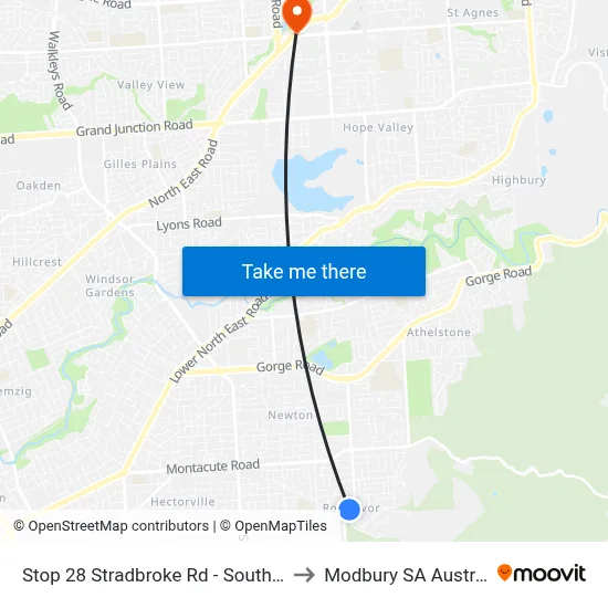 Stop 28 Stradbroke Rd - South side to Modbury SA Australia map
