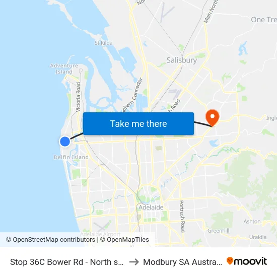 Stop 36C Bower Rd - North side to Modbury SA Australia map