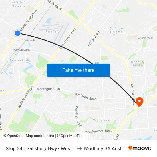 Stop 34U Salisbury Hwy - West side to Modbury SA Australia map