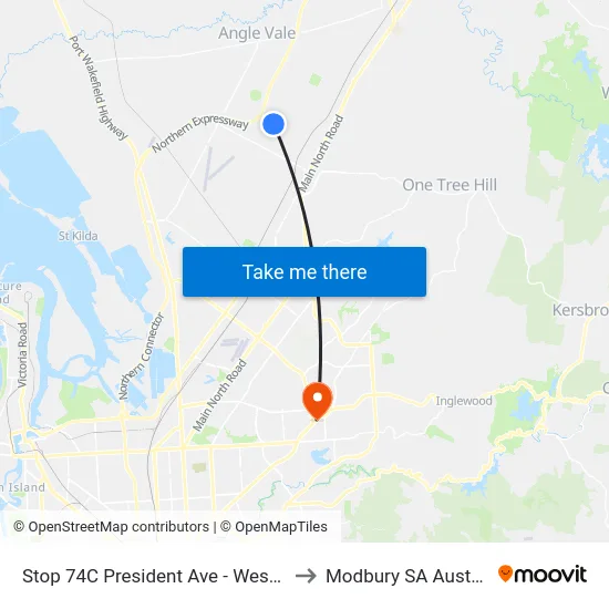 Stop 74C President Ave - West side to Modbury SA Australia map