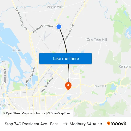 Stop 74C President Ave - East side to Modbury SA Australia map