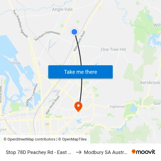 Stop 78D Peachey Rd - East side to Modbury SA Australia map