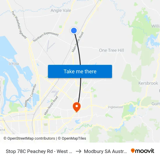 Stop 78C Peachey Rd - West side to Modbury SA Australia map