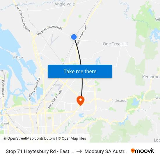 Stop 71 Heytesbury Rd - East side to Modbury SA Australia map