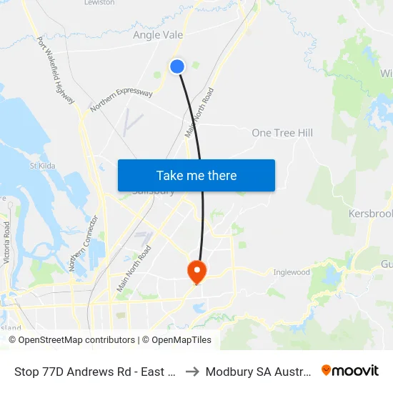 Stop 77D Andrews Rd - East side to Modbury SA Australia map