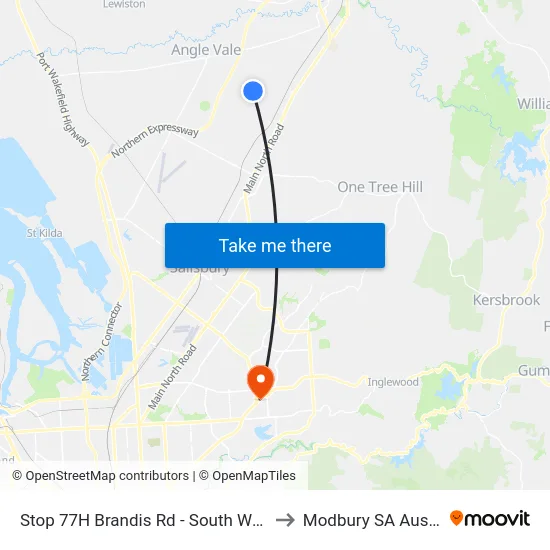Stop 77H Brandis Rd - South West side to Modbury SA Australia map