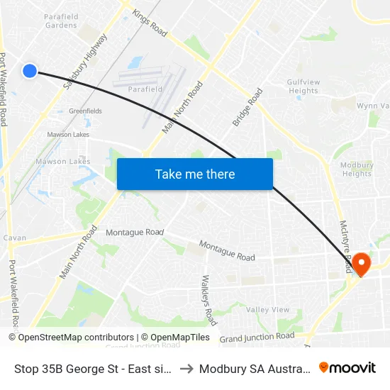 Stop 35B George St - East side to Modbury SA Australia map