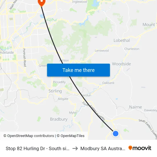 Stop 82 Hurling Dr - South side to Modbury SA Australia map