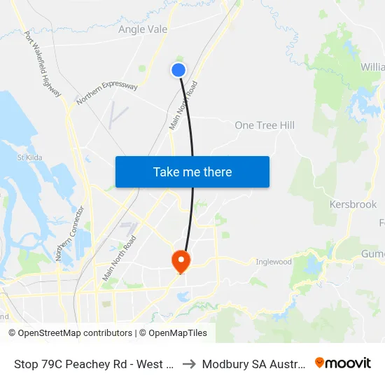 Stop 79C Peachey Rd - West side to Modbury SA Australia map