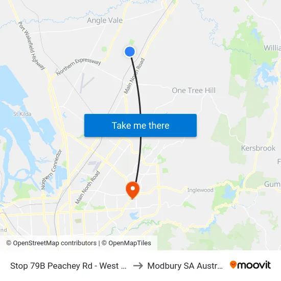 Stop 79B Peachey Rd - West side to Modbury SA Australia map