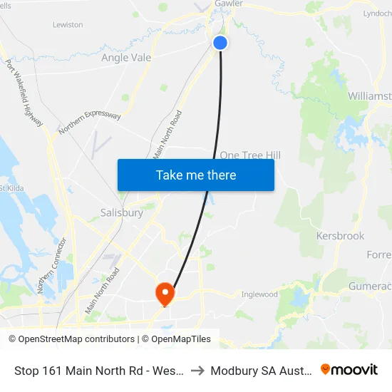 Stop 161 Main North Rd - West side to Modbury SA Australia map