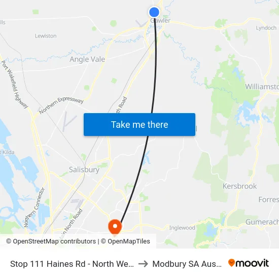 Stop 111 Haines Rd - North West side to Modbury SA Australia map