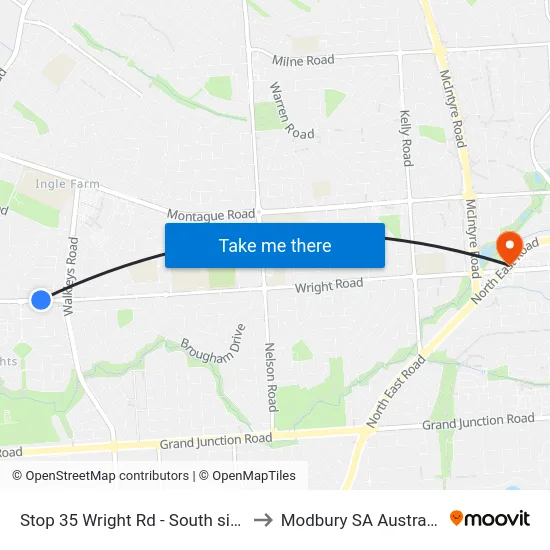 Stop 35 Wright Rd - South side to Modbury SA Australia map