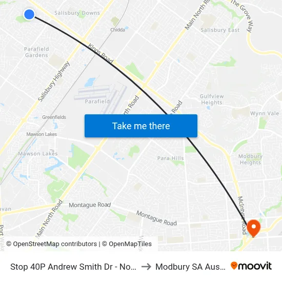 Stop 40P Andrew Smith Dr - North side to Modbury SA Australia map