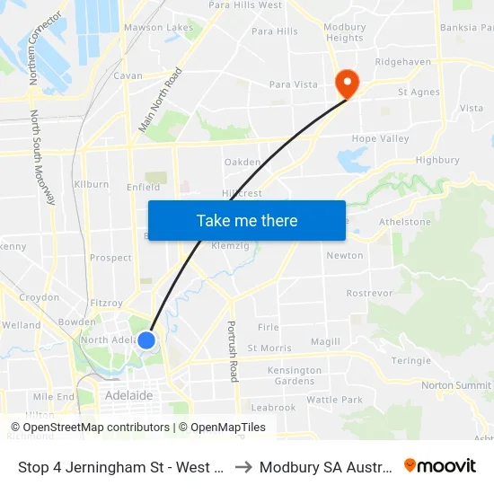 Stop 4 Jerningham St - West side to Modbury SA Australia map