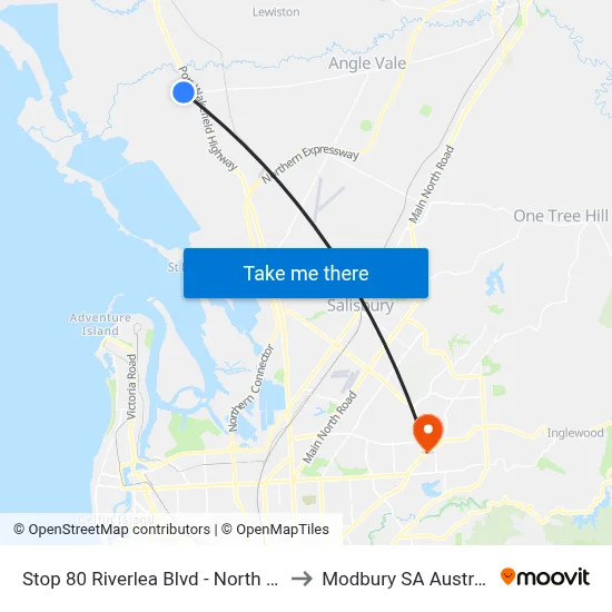 Stop 80 Riverlea Blvd - North side to Modbury SA Australia map
