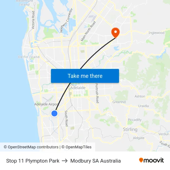 Stop 11 Plympton Park to Modbury SA Australia map